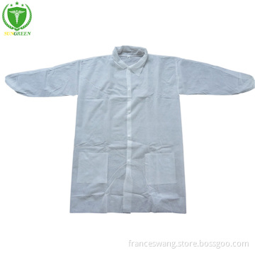 PP non-woven lab coat with plastic buttons